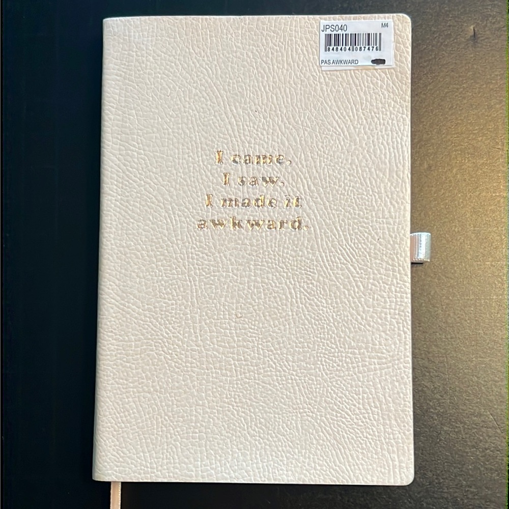 “…I made it awkward.” journal w/pen-loop/NO pen-blush pleather rose gold-NWT